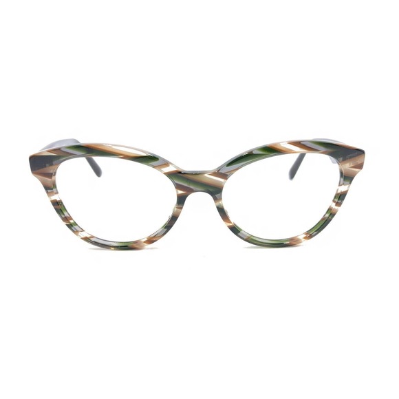 Prada VPR 11R VAO-1O1 Brown Green Beige Eyeglasses Frames 52-17 140 Italy - Picture 6 of 12